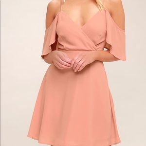 Candlelight Bistro Blush Pink Off Shoulder Dress